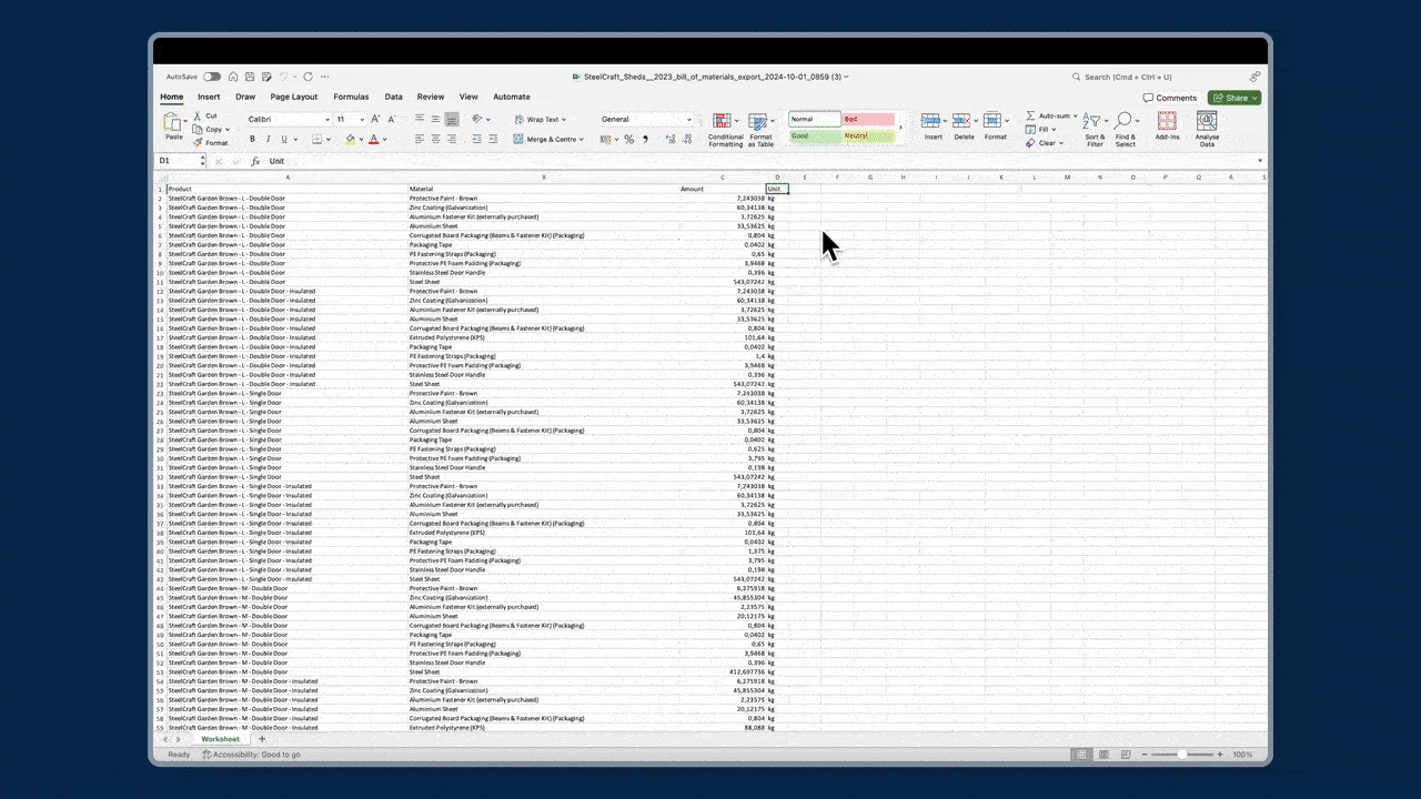 A quick illustrations of a data entry process into Ecochain software